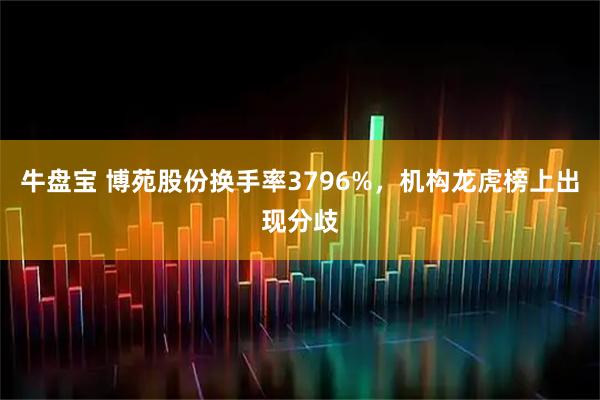 牛盘宝 博苑股份换手率3796%，机构龙虎榜上出现分歧