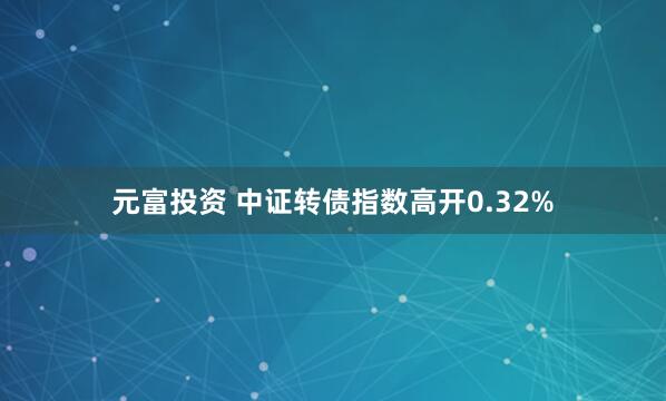 元富投资 中证转债指数高开0.32%